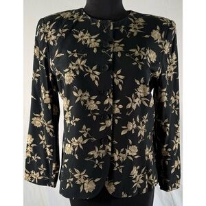 90’s Vintage ‘Rena Rowan’ Black and Gold Floral Blazer